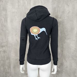 Y2K Paul Frank Womens S Kiwi Bird 2006 Full Zip Hoodie‎ Distressed Cotton Blend